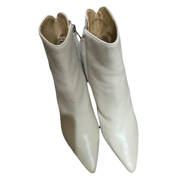 Marc Fisher Womens Glorify Leather Pointed Toe Zipper Boots Ivory Size 7 - Picture 2 of 5